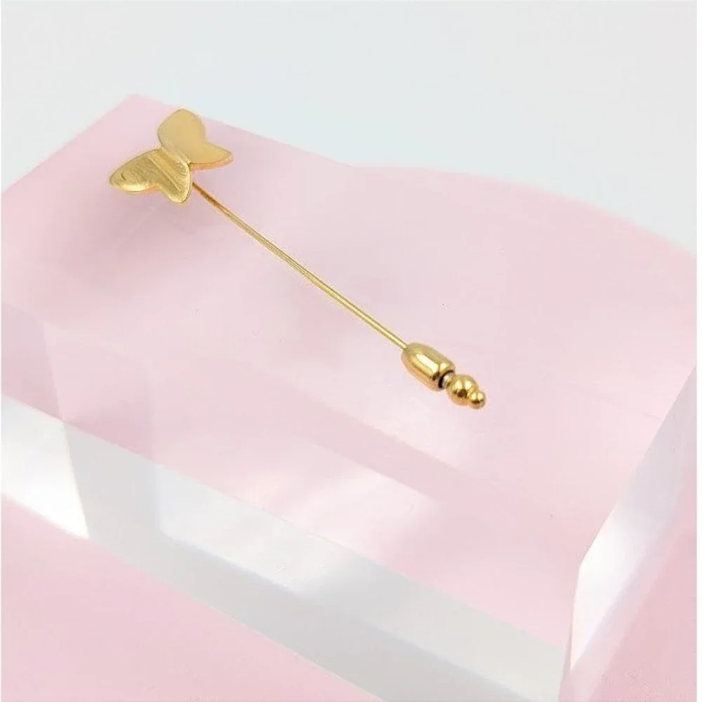 Vintage Crown Trifari Butterfly Stick Pin‎ Gold Tone Dainty Minimalist Spring